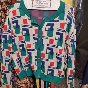 Palava Colorful Geometric Knit Cardigan